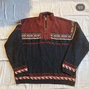 Vintage 90s St Johns Bay Mens Large Grandpa Sweater Fair Isle Pullover USA MADE